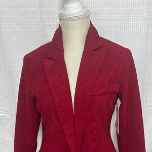 Elegant Women's Red Corduroy Blazer